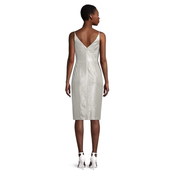 Eliza J Stretch Spaghetti Strap V-Neck Ruffle Sleeveless Dress - Picture 2 of 3